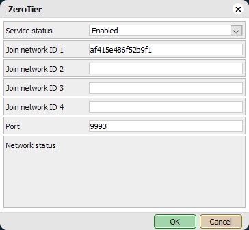ZeroTier Configuration -&gt; Services